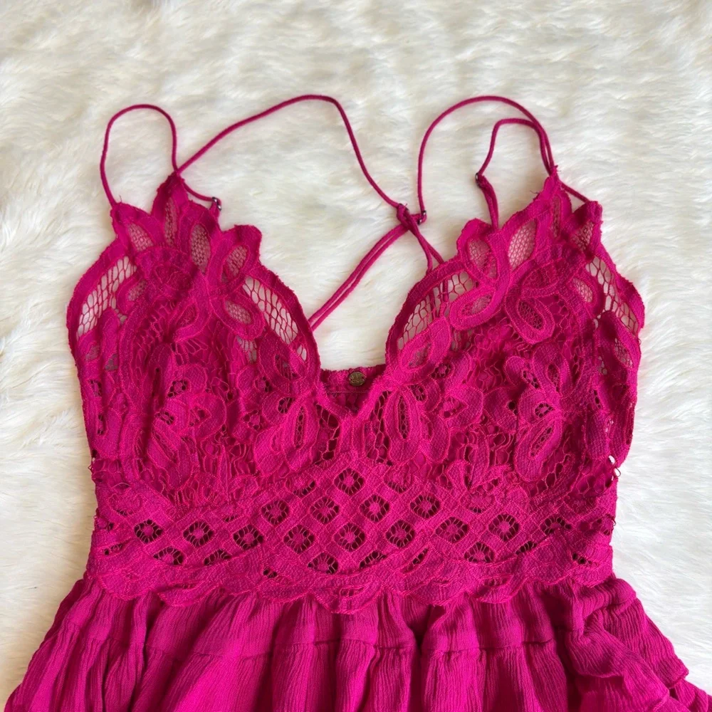 Free People Magenta Lace Peplum Camisole